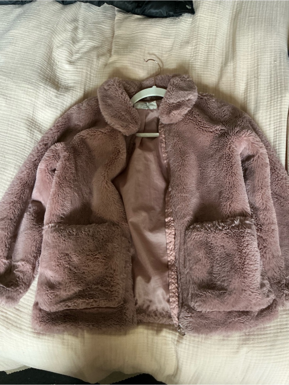 H&M Mauve Pink Faux Fur Puffer Jacket for Kids